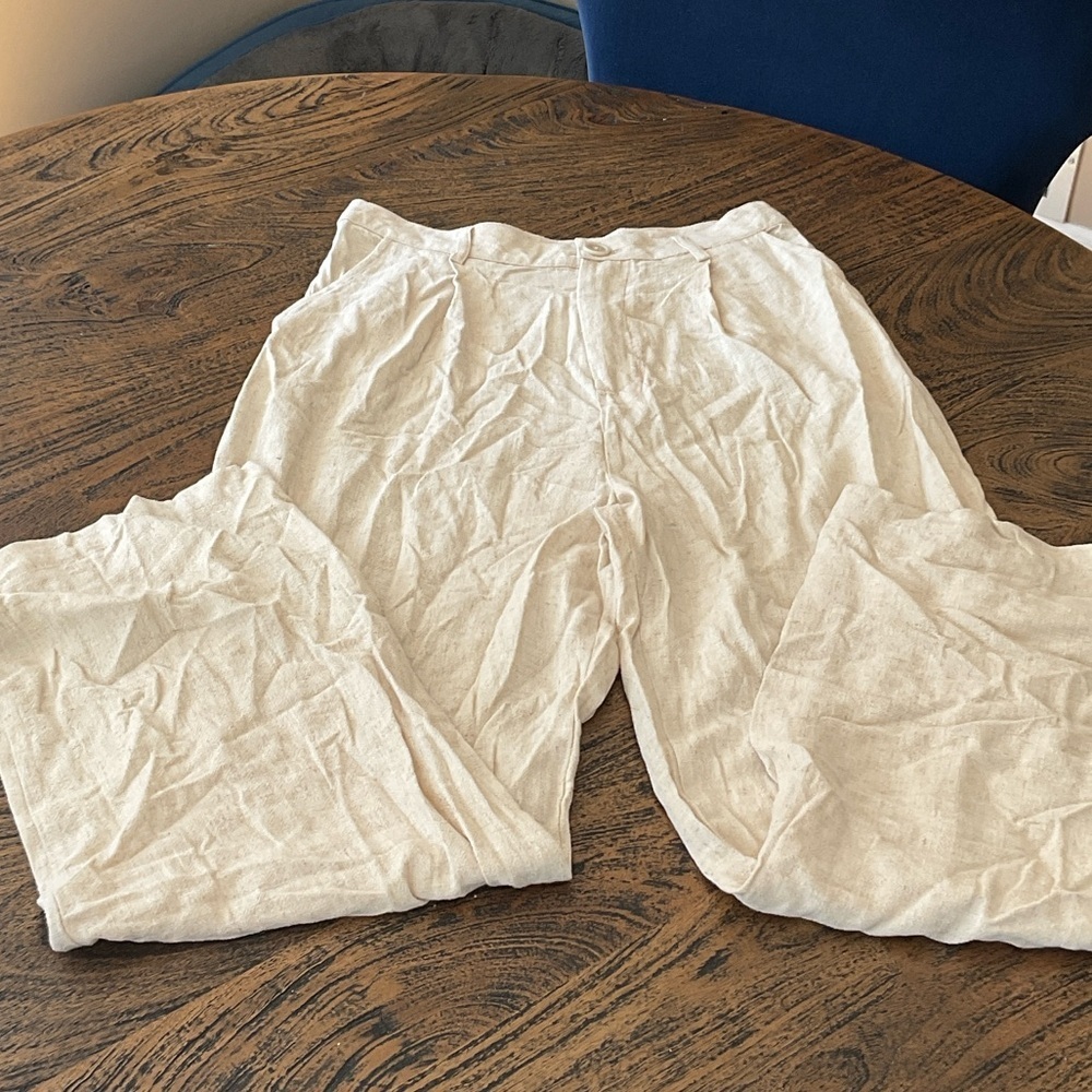 Women's Cream Wide Leg Pants